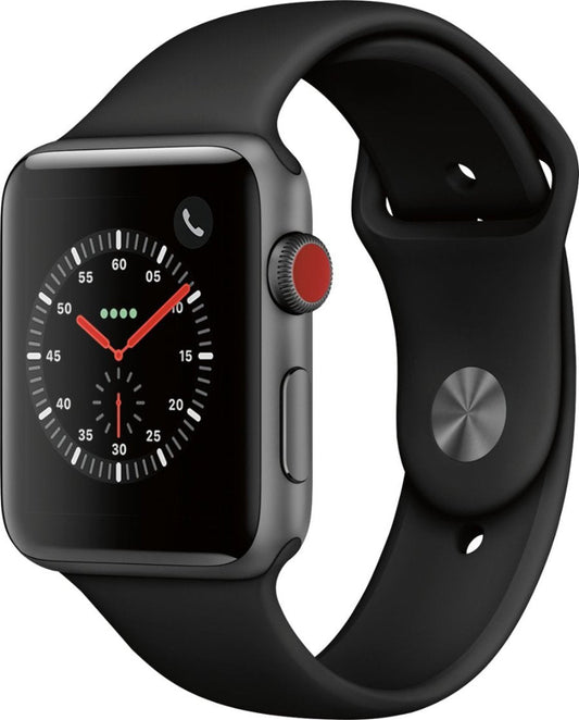 Apple Watch Series 3 (GPS+Cellular) - 42mm Space Gray Al Black Sport Band - MQK22LL/A
