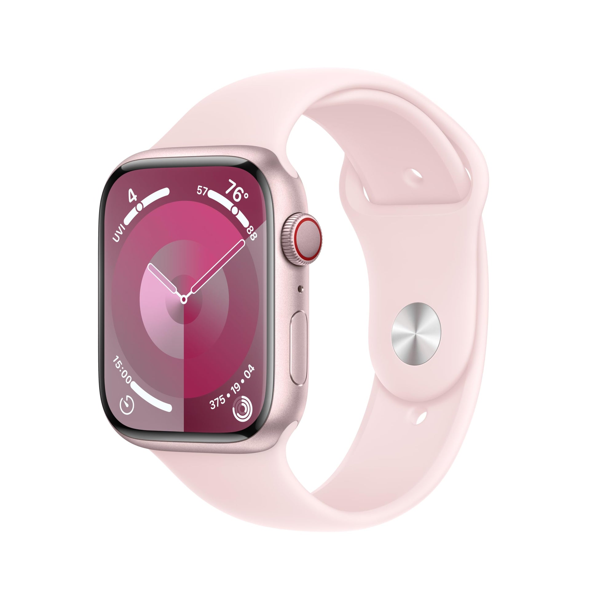 Apple Watch Series 9 (GPS + Cellular) 45mm Aluminum Case with Light Pink Sport Band - S/M - Pink - MRMK3LL/A