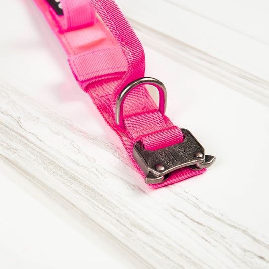 Tactical Nylon Dog Collar Neon Pink