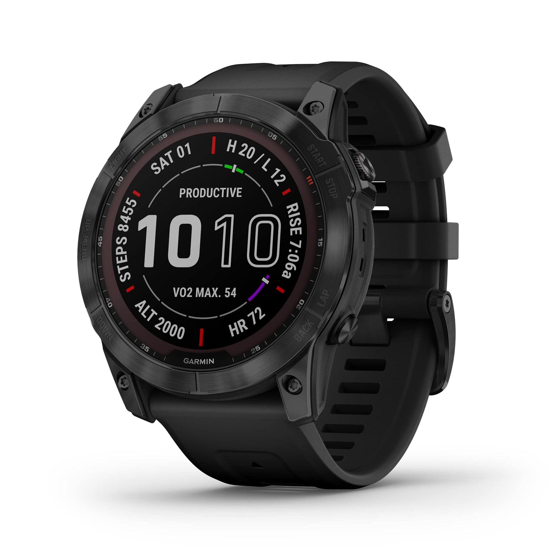 Garmin fenix 7X, Sapphire Solar GPS Smartwatch,  51 mm Fiber-reinforced polymer - Black DLC Titanium - 010-02541-22