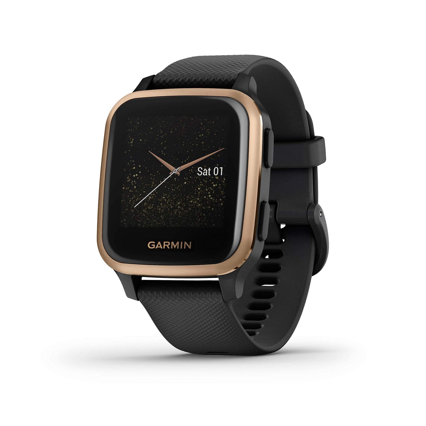 Garmin Venu Sq Music Edition GPS Smartwatch – 33mm Rose Gold and Black – 010-02426-05