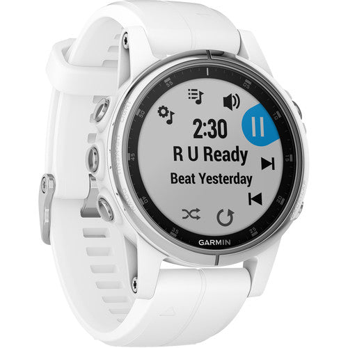 Garmin fēnix 5S Plus Sapphire Edition Multi-Sport Training GPS Watch (42mm, White with Carrera White Band) – 010-01987-00