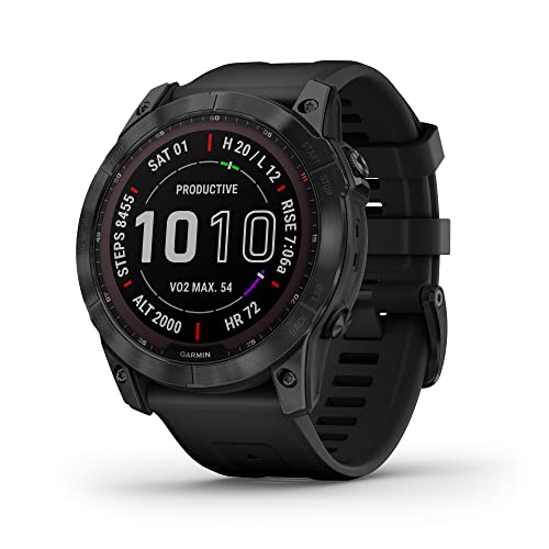 Garmin fenix 7X, Sapphire Solar GPS Smartwatch,  51 mm Fiber-reinforced polymer - Black DLC Titanium - 010-02541-22