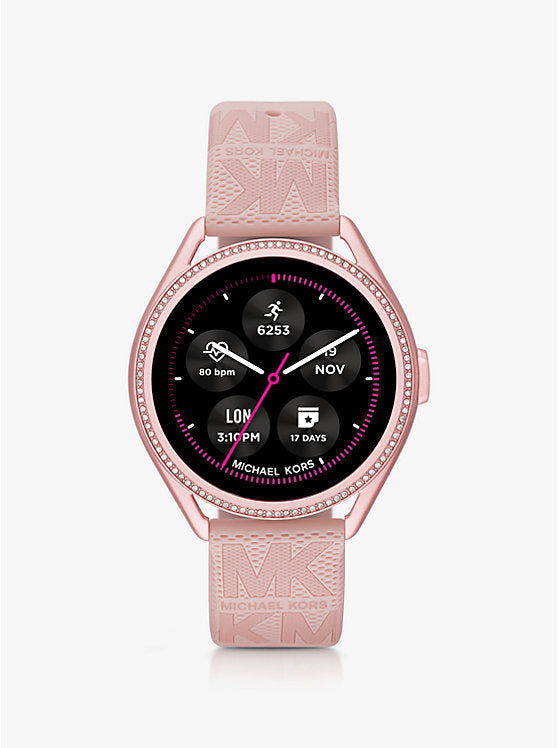 Michael Kors Gen 5E MKGO 43mm Pink-Tone Smartwatch with Pink Silicone Strap – MKT5116V
