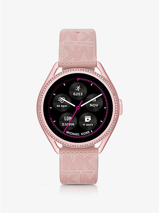 Michael Kors Gen 5E MKGO 43mm Pink-Tone Smartwatch with Pink Silicone Strap – MKT5116V
