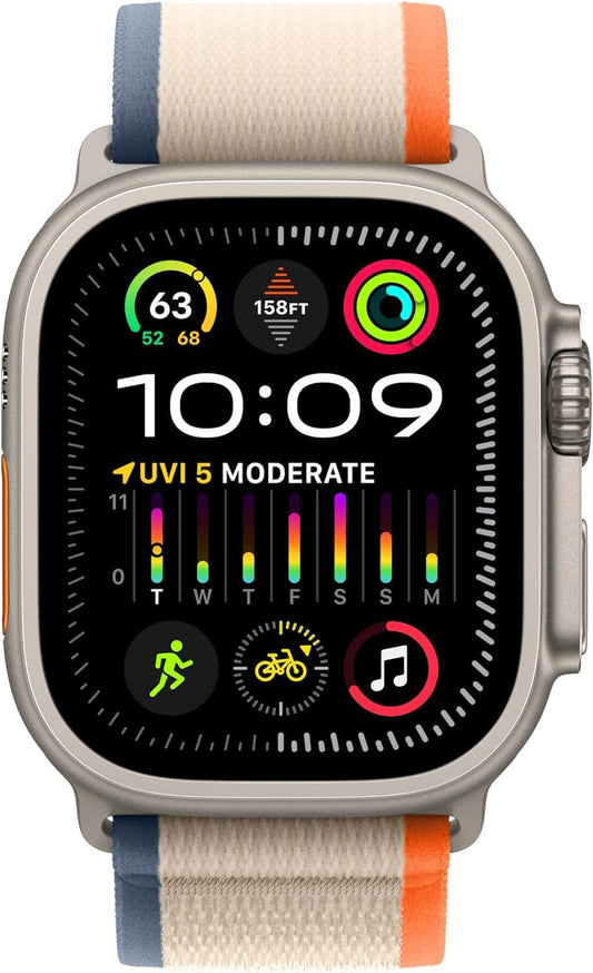 Apple Watch Ultra 2 (GPS + Cellular) 49mm Titanium Case with Orange/Beige Trail Loop - M/L - MRF23LL/A