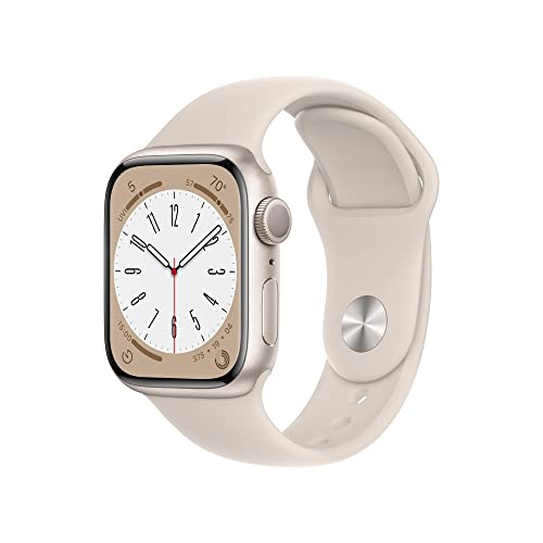 Apple Watch Series 8 (GPS) 41mm Aluminum Case with Starlight Sport Band - S/M - Starlight - MNU93LL/A