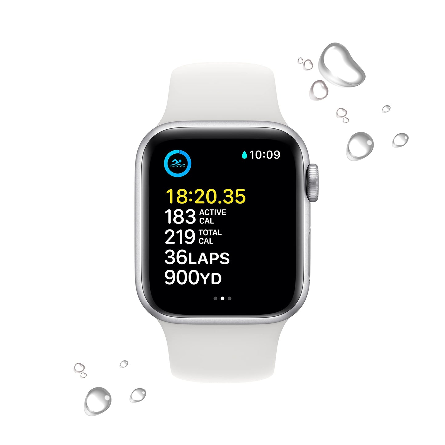 Apple Watch SE 2nd Generation (GPS) 40mm Aluminum Case with White Sport Band - M/L - Silver - MNTC3LL/A