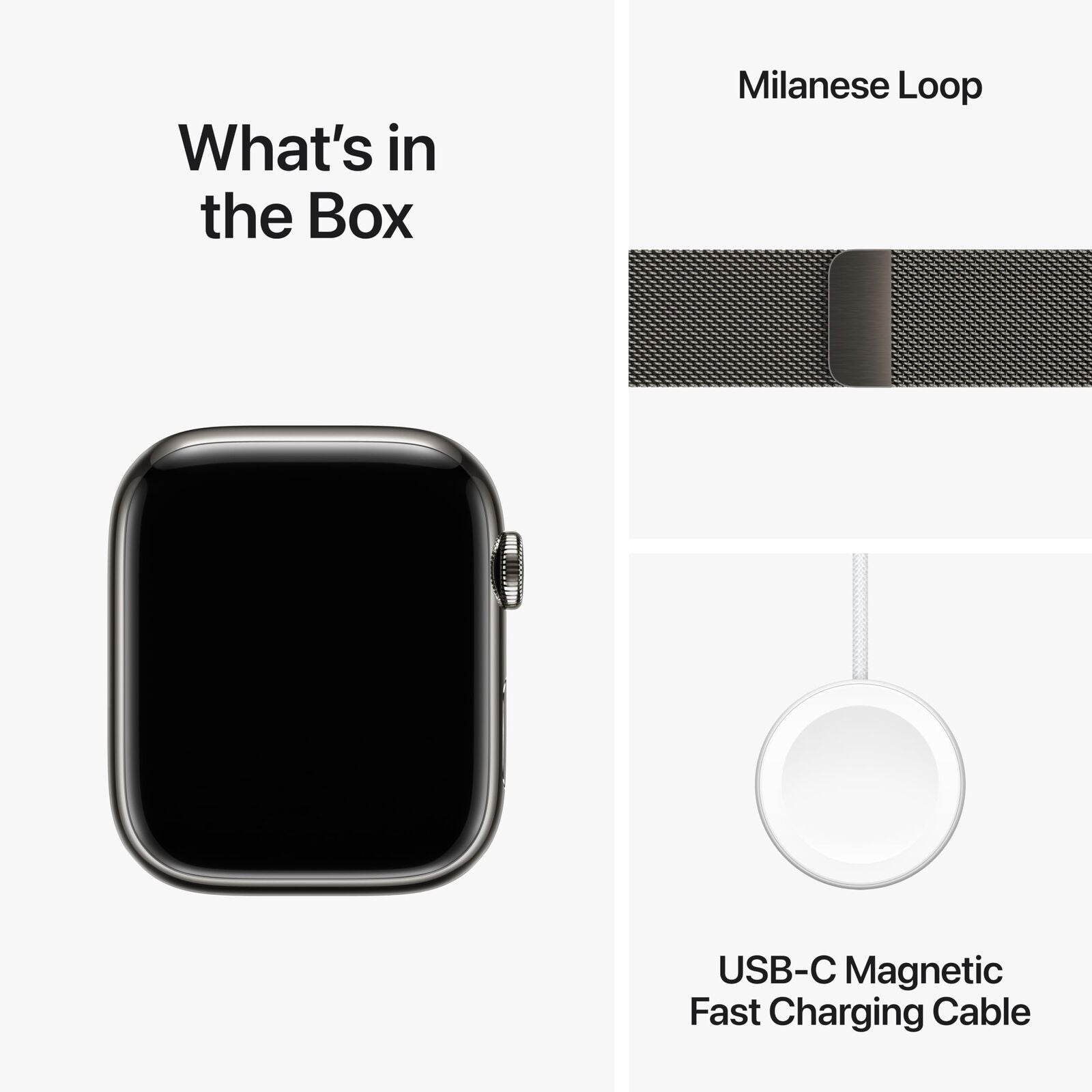 Apple Watch Series 9 (GPS + Cellular) 45mm Graphite Stainless Steel Case with Graphite Milanese Loop - MRMX3LL/A