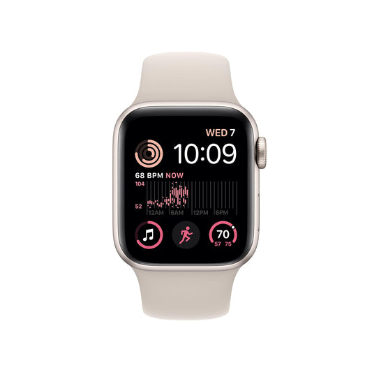 Apple Watch SE 2nd Gen (GPS) 40mm Starlight Aluminum Case w/ Starlight Sport Band - M/L - MR9V3LL/A