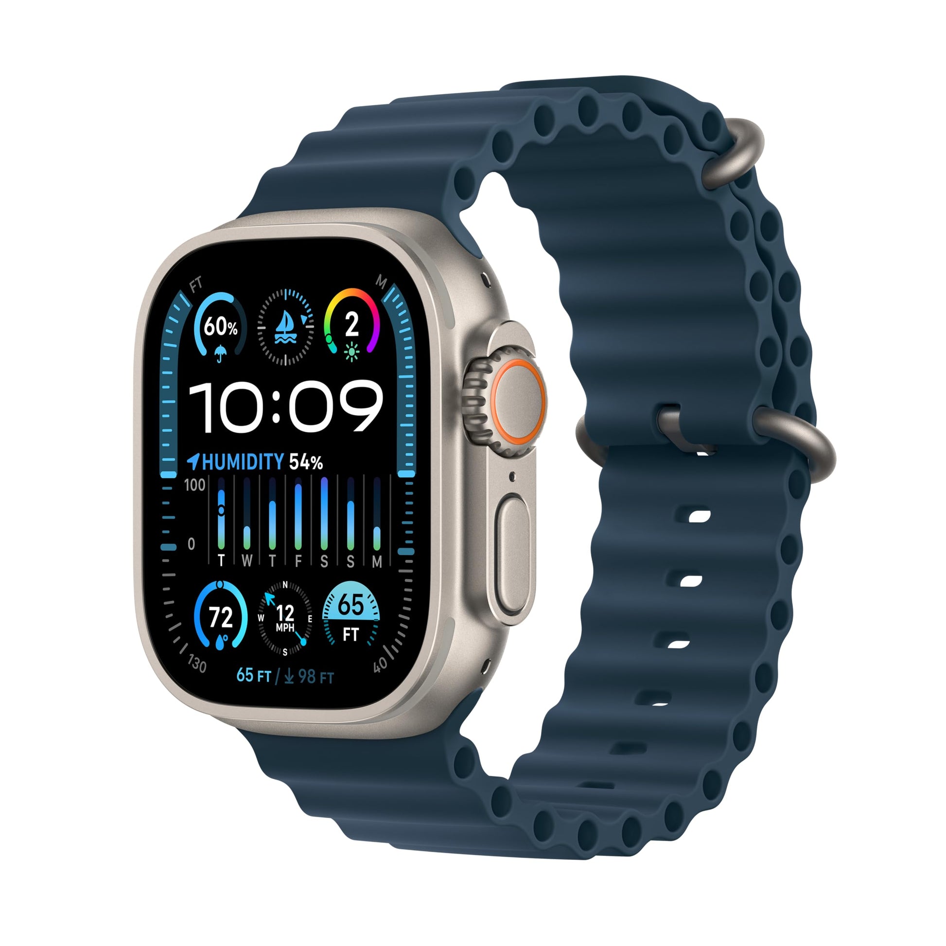 Apple Watch Ultra 2 [GPS + Cellular 49mm] Smartwatch with Rugged Titanium Case & Blue Ocean Band - MREG3LL/A