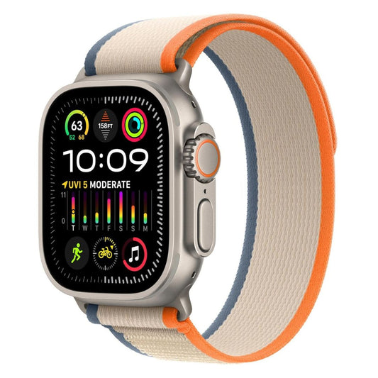 Apple Watch Ultra 2 (GPS + Cellular) 49mm Titanium Case with Orange/Beige Trail Loop - M/L - MRF23LL/A